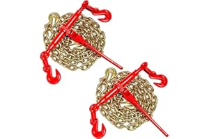 Chain Binder Kit 5/16in -3/8in Grade 70 and 5/16"×10ft Chains Includes Ratchet Load Binders lbs Working Strength (2) Binders 