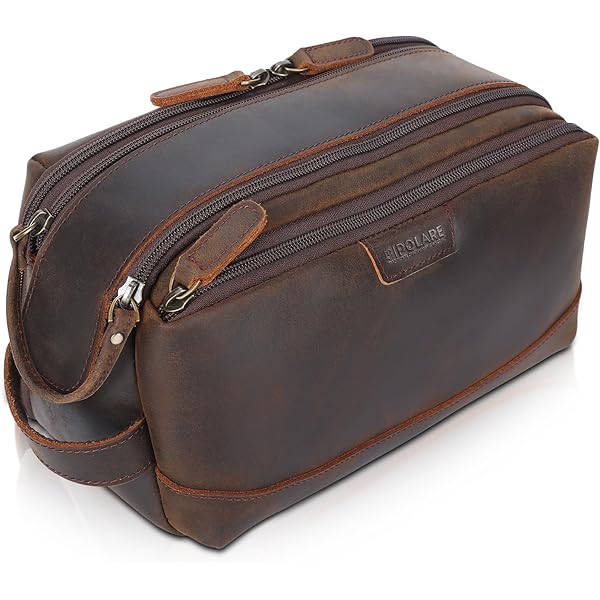POLARE ORIGINAL Full Grain Leather Travel Cable Organizer Case Double - View #2