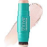Thrive Causemetics Triple Threat Color Stick: Cream Highlighter Stick with Vitamin E, Evening Primrose Oil, Waterproof Smudge Proof Face Makeup Formula, Joy (Gold Shimmer)