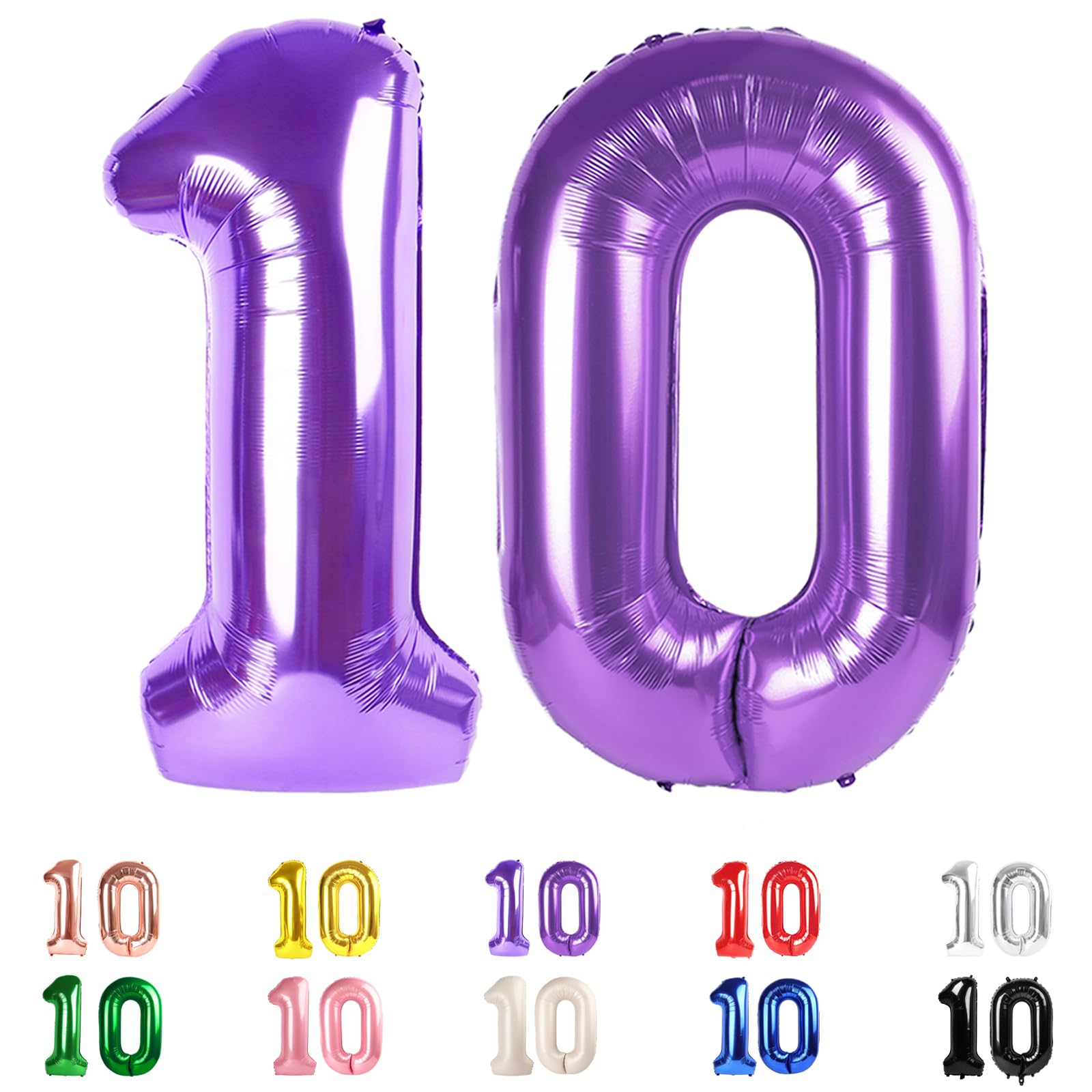 Photo 1 of 10 Balloons Number, 10th Birthday Decorations for Girl Boys, Purple Birthdays Balloons 40 In for Engagement, Wedding, Celebration Party, Graduations, Photo Shoot