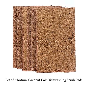 Goli Soda - Natural Coconut Coir Dishwashing Scrub Pads - Combo Pack Of 6 Scrubs - Biodegradable/Eco Friendly