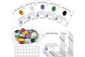 40 Sets Little Worry Stones Oval Shape Pocket Hug Token Gift Card Keepsake Thinking of You Cards for Friends Funeral Favors E