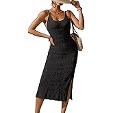 BreathSunny Womens Slim Crochet Floral Knit Swimsuit Coverup Midi Dress Summer 2025 Side Slit Beach Bathing Suit Cover Up