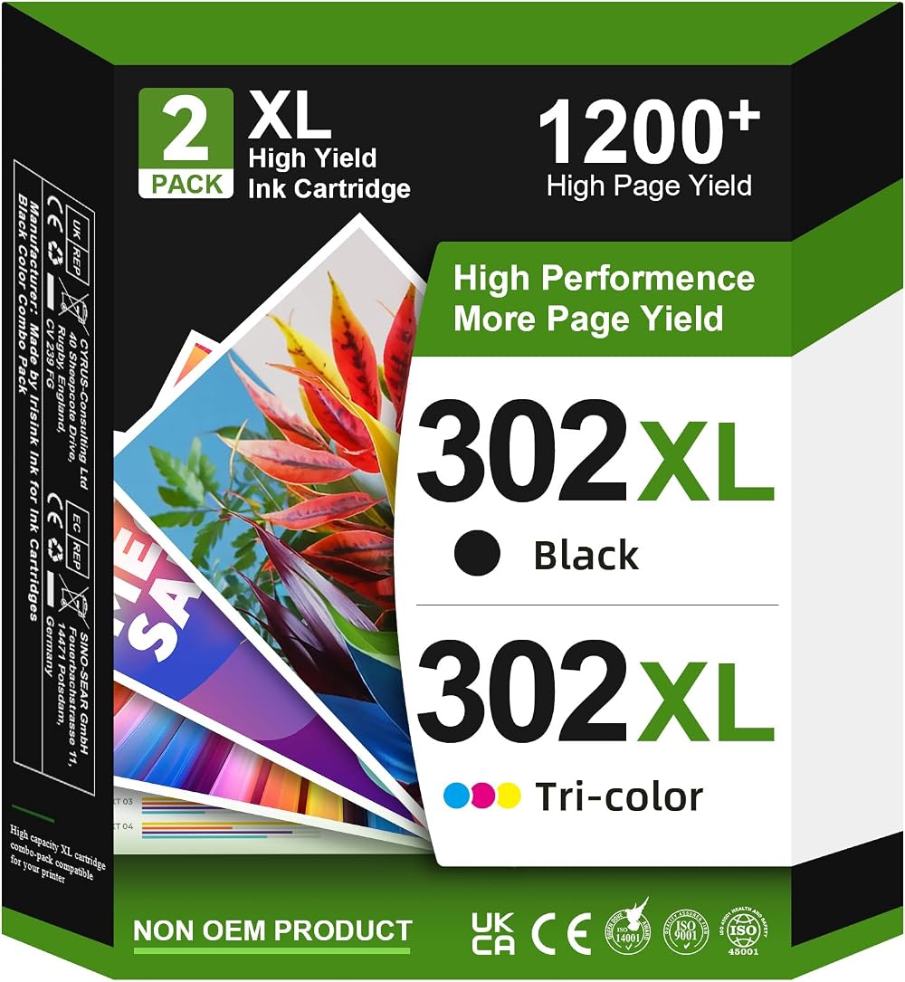 ATOPINK 302 XL Ink Cartridges Combo Pack Black Colour for HP DeskJet Envy