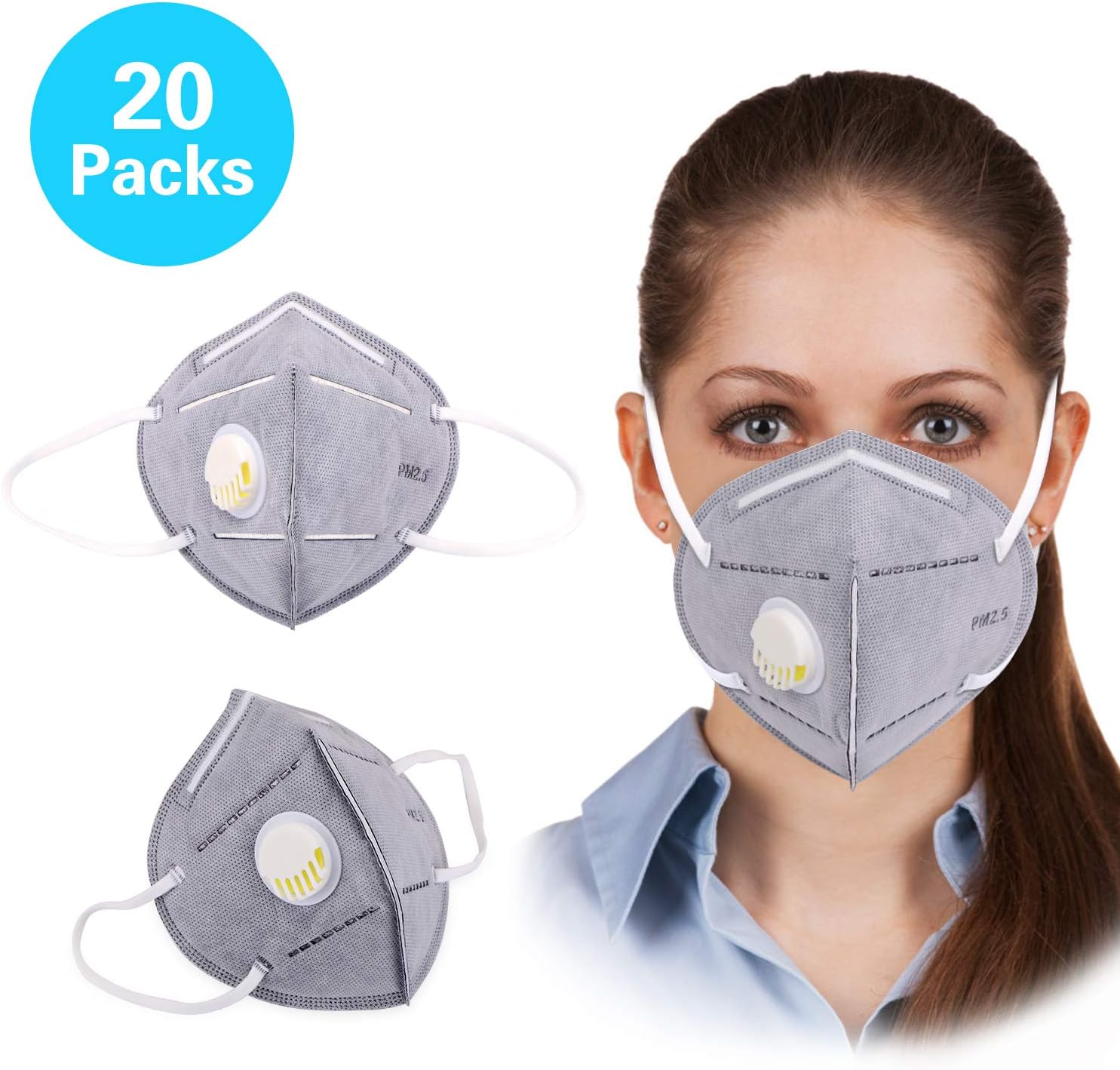 Anti Pollution Mask, N95 Particulate Respirator Dust Masks Disposable 20 Packs AntiDust