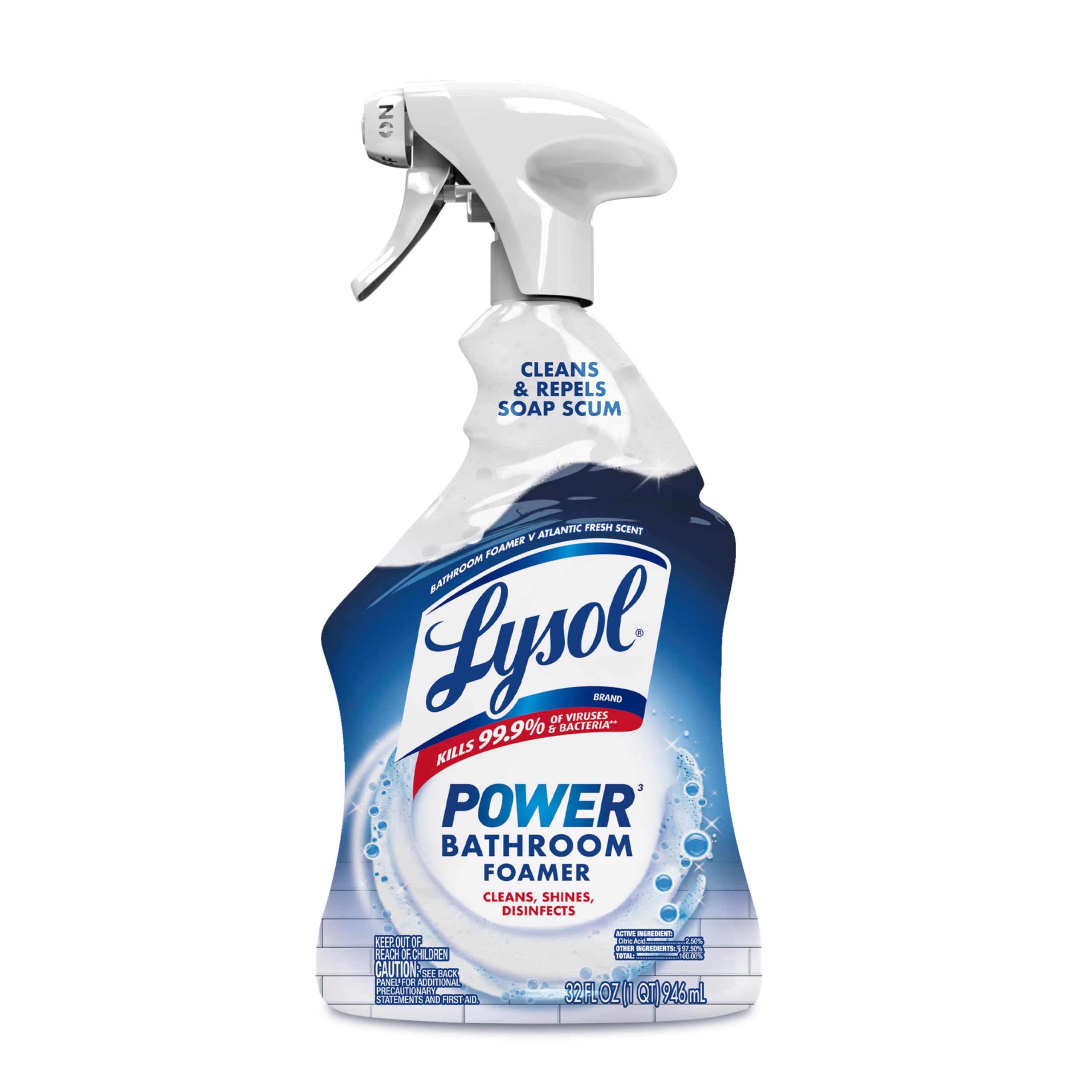 Photo 1 of Lysol Power Foaming Bathroom Cleaner, Multipurpose Cleaner For Showers, Bathtubs, Sinks, Disinfectant Spray Kills 99.9% Of Germs, Zero Bleach Cleaning Spray, 32 Oz.