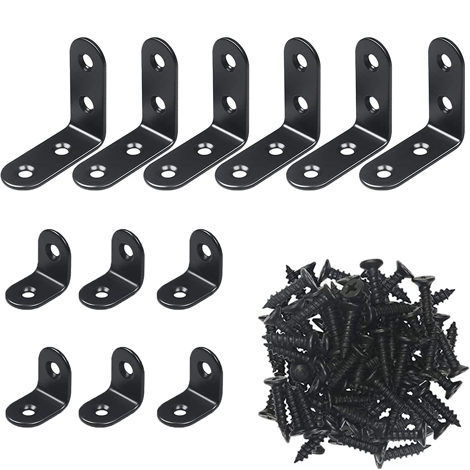 L Bracket, 12Pcs Metal Bracket for Wood Right Angle Bracket L Shaped Bracket Corner Bracket with 36 Metal Screws for Wood Furniture Cabinet Desk(6pcs-40mm/6pcs-30mm)