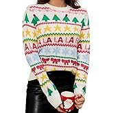 LUBOT Ugly Christmas Sweaters for Women Cute Fuzzy Funny Wintertime and Holiday Parties Knitted Pullover Sweater