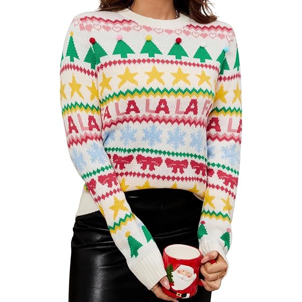 Funny Ugly Christmas Sweater For Women - Knitted Holiday Pullover (Blue, X-Large) - View #9