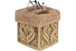 OPULANE 2 in 1 Glasses Holder Stand, Anti-scratch Plush Lined Eyeglass Holder Stand, Eye-glass Storage Organizer Case for Nightstand, Office Desk, Table, Brown