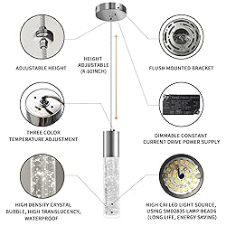 OKELI Modern Pendant Light,3Color LED Bubble