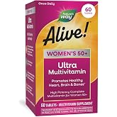 Nature's Way Alive! Women's 50 Plus Ultra Potency Multivitamin, 60 ct | Complete and High Potency Formula with Vitamin D3, C, E, and Methylated B12; Supports Heart, Brain, and Bone Health*.