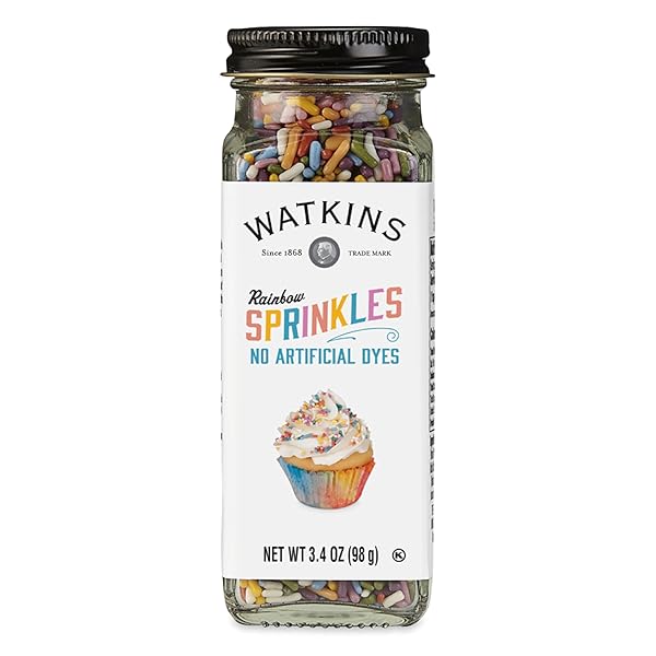 WATKINS RAINBOW DECORATING SPRINKLES, NO ARTIFICIAL DYES, KOSHER,...