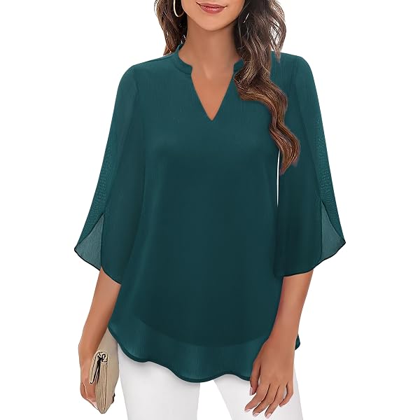 Sematomala Women's Round Neck Keyhole Blouse - Asymmetrical Pleated Hem Long Sleeve Tunic Top, Plus Size - View #13