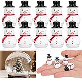 NUOBESTY 20Pcs Mini Snowman Figurines Resin Christmas Figurines Ornaments Miniatures for Crafts Charms Tiny Winter Figures Micro Landscape Decorations