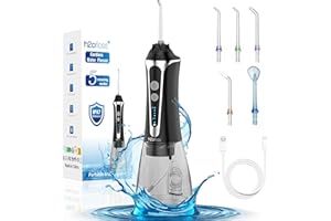 Water Dental Flosser Pick for Teeth, H2ofloss 5 Modes Cordless Dental Oral Irrigator with 300ML Water Tank, IPX7 Waterproof and Rechargeable Water Teeth Cleaner for Home Travel