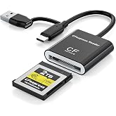 CFexpress Type B Card Reader with 10Gbps USB 3.2 Gen 2, 2-in-1 USB-C &amp; USB-A CFexpress B Adapter Compatible with Windows/Mac/Linux/Android, for PC, iPhone 17/16/15, Laptops, Tablets, Smartphones