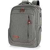 KROSER Laptop Backpack 17.3 Inch Computer Backpack Daypack Water-Repellent Laptop Bag with USB Charging Port for Business/School/Travel/Women/Men-Grey