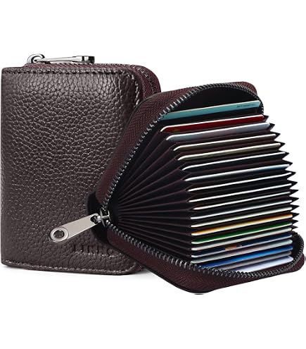 Amazon.com: KUVAO RFID Blocking, Leather Credit Card Holder Zipper