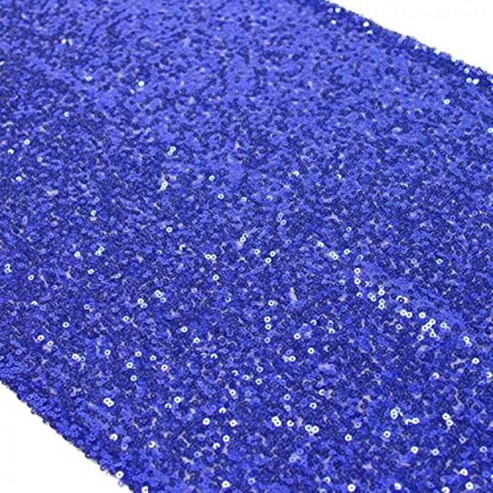 TRLYC 5 Pieces 12 by 108Inch Royal Blue Sequin Table