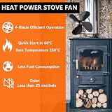 BenkerEsti Wood Stove Fan 4 Blades Silent Operation Black view 3