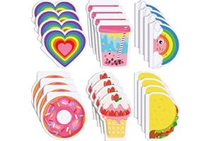 Glenmal 24 Pack Mini Cute Notebooks for Kids Kawaii Pocket Notebooks Bulk with Covers Taco, Heart, Rainbow, Donut, Ice Cream in 6 Design Small Notepads for Girls School Supplies