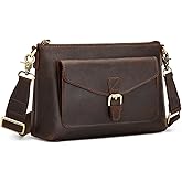 S-ZONE Genuine Leather Crossbody Bags for Women Trendy RFID Blocking Shoulder Bag Purse Handbag with Zipper Pocket