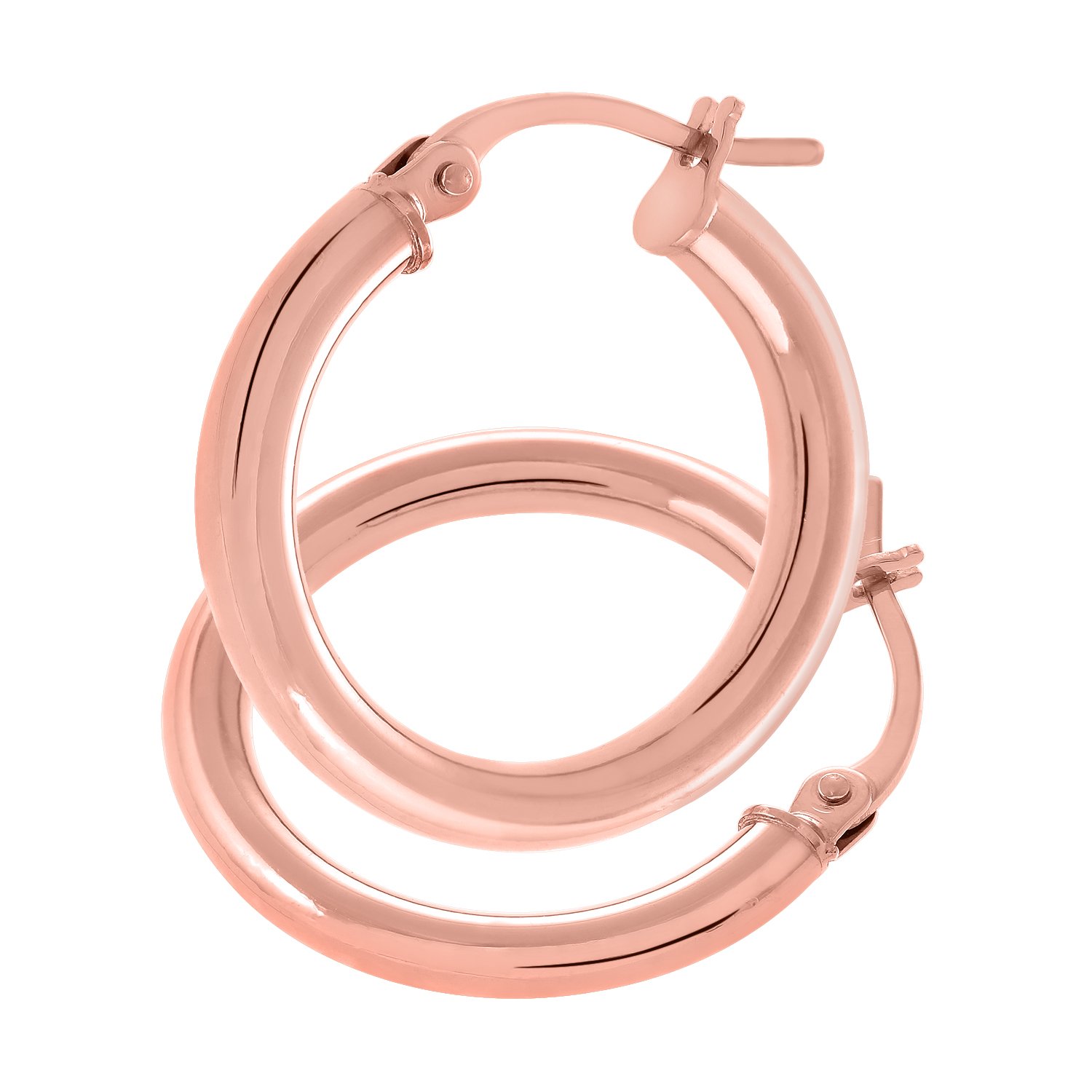 9ct Rose Gold Earrings – Thick Round Hoop Women’s Earrings - by Elegano