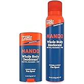 Mando Whole Body Deodorant Two-Piece System - 2.6 oz Smooth Solid Stick and 3.6 oz Deodorant Spray - Aluminum and Baking Soda Free Odor Control - Doctor Developed - 2 Piece Bundle (Pro Sport)