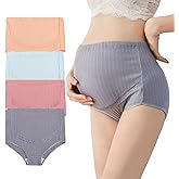 AUTUCAU Maternity Cotton Underwear High Waist Adjustable Pregnancy Seamless Soft Hipster Panties Over Bump 4-Pack
