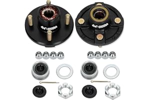 REDANTS 2 Sets 4 Lug Trailer Hub Kit for 2000 Lbs, for 1'' BT9 Straight Axle Spindle Trailer hub 4 Lug, Prelubricated L44643 Bearings 4×4 Trailer Axle Kit, Boat Trailer Hubs 4 Lug(only for Straight Spindle)