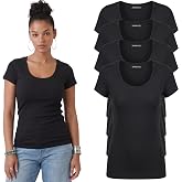 Emmalise Women's Short Sleeve Tshirt Scoop Neck Tee Value Pack Junior Plus Sizes