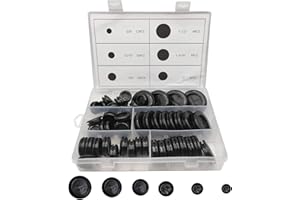Boatsea 52 PCS 6 Size Rubber Grommets for Wiring, Double Sided Round Rubber Hole Plug, Firewall Grommet Rubber Hole Plugs, Drill Hole Sizes of 5/8" 13/16" 7/8" 1" 1-3/16" 1-1/2", Black