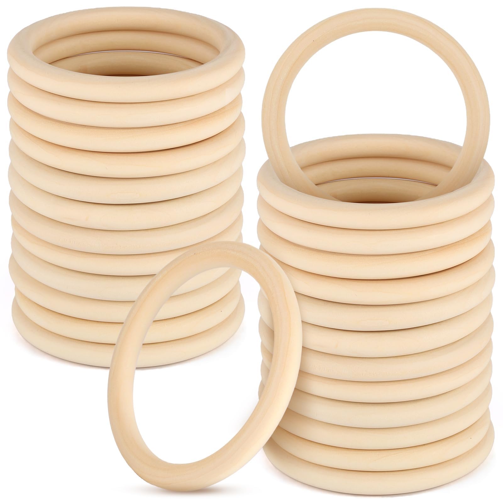 Photo 1 of 30 PCS Natural Wooden Rings 4 Inches Unfinished for Craft Solid Wood Circles 15mm Thick for DIY Crafts Macrame Knitting Pendant Connectors Jewelry Making (30PCS X 100 mm)