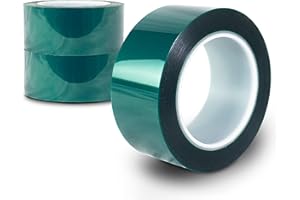Mototeks High Temperature Heat Resistant Masking Tape, Powder Coating, E-Coating Green Silicon Adhesive PPE Tape, 1mm Thick, 2" x72yds (3)