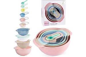 Jojovenusmall 10 Pcs Plasic Mixng Bos Set with Measuring Spoo Colful Serng Bls for Kitchen Ideal for Baking Nesting Bowls for Space Saving Storage