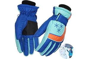 YHomU Kids Winter Gloves, Waterproof Windproof Kids Snow Gloves with Adjustable Fastener, Thick Thermal Ski Gloves for Skiing Snowboarding Sledding Snowball Fighting