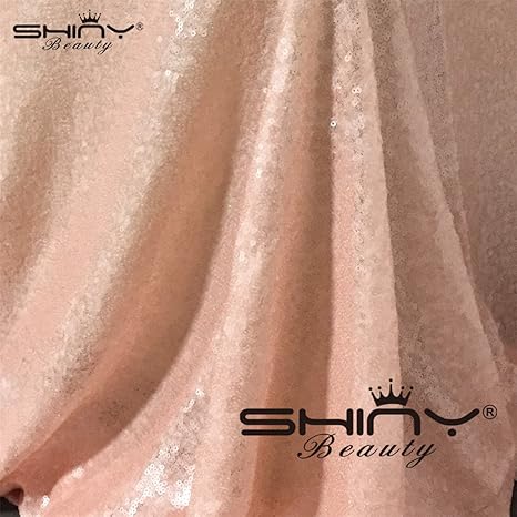 ShinyBeauty Pailletten-Stoff Meterware Silber 1 Meter (Rosa)