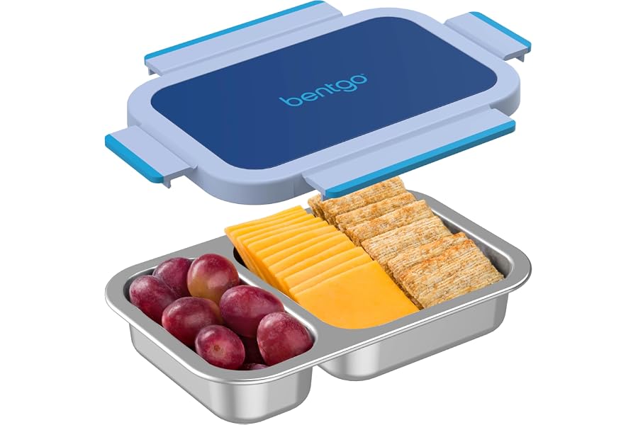 Bentgo Stainless Steel Snack Box, Leak-Proof, 2 Compartments, 2-Cup Capacity