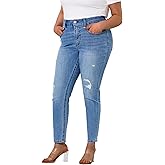 POTADY Women's Plus Size Jeans Skinny High Waisted Ripped Stretchy Jean with Pockets Tummy Control Denim Pants Trendy, 24R