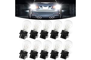Flygun 10 PCS 3157 Mini Car Brake Light Bulb, 12V 21/5W Waterproof Vehicle Side Marker Tail Light Bulb Replacements, Universal Automotive Taillight Accessories for Truck SUV Car (White Light)