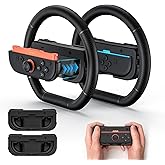 GagaKing 2 Pack Steering Wheels for Nintendo Switch 2 Joy Con(2025), Detachable Controller Racing Wheels for NS2 Mario Kart World/ 8 Deluxe, Comfortable Grip, Family Games Switch 2 Accessories