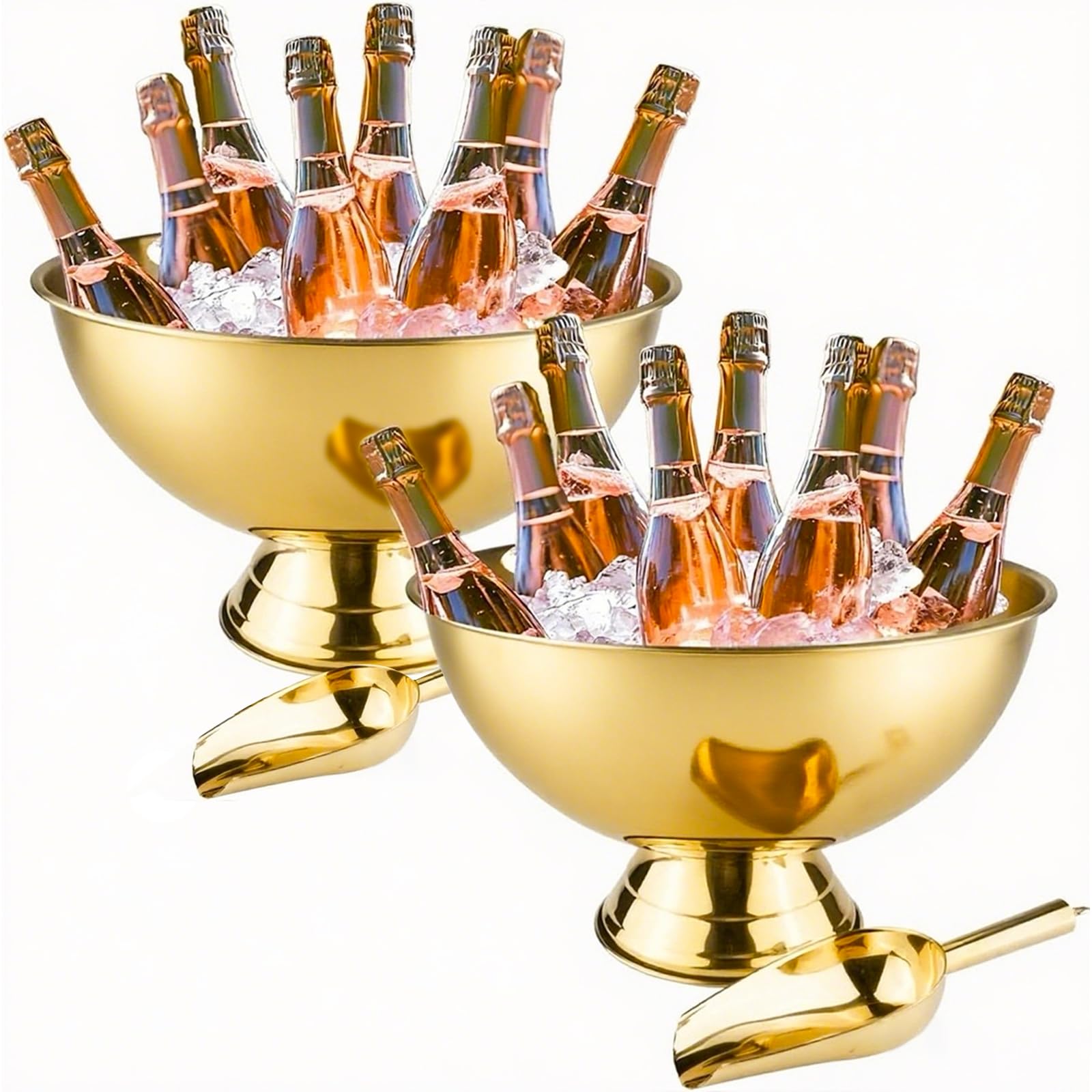 Photo 1 of Large Champagne Bowl,12L Champagne-Bowl Ice Bucket with Scoop Stainless Steel Big Champagne Ice Bucket Big Wine Bucket for Parties Large Size Ice Bowl for Wine Beer Home Bar Celebrations,16in