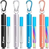 Kynup Reusable Straws, 4Pack Collapsible Portable Metal Straw Reusable Foldable Stainless Steel Drinking Travel Telescopic St