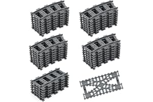 Etarnfly 40PCS City Train Tracks, Classic Accessories, Railroad Building Toy Compatible with All Major Brand - 32 Curved, 6 Straight and 2 Intergrated Split