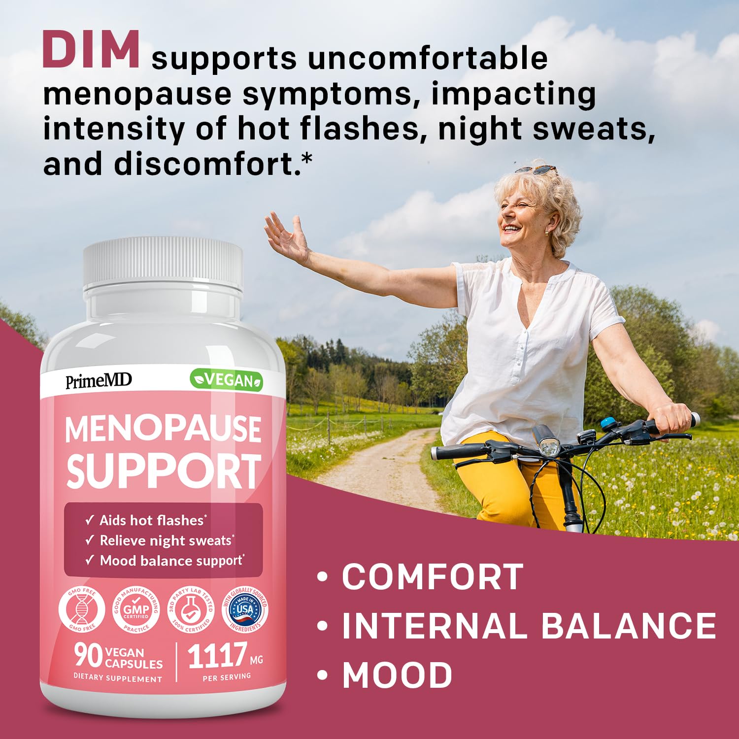 20-in-1 Menopause Supplements for Women - DIM and Estrogen Supplement for Menopause Relief and Hot Flashes with Black Cohosh, Evening Primrose, and Chasteberry (90 ct, 45 Servings)