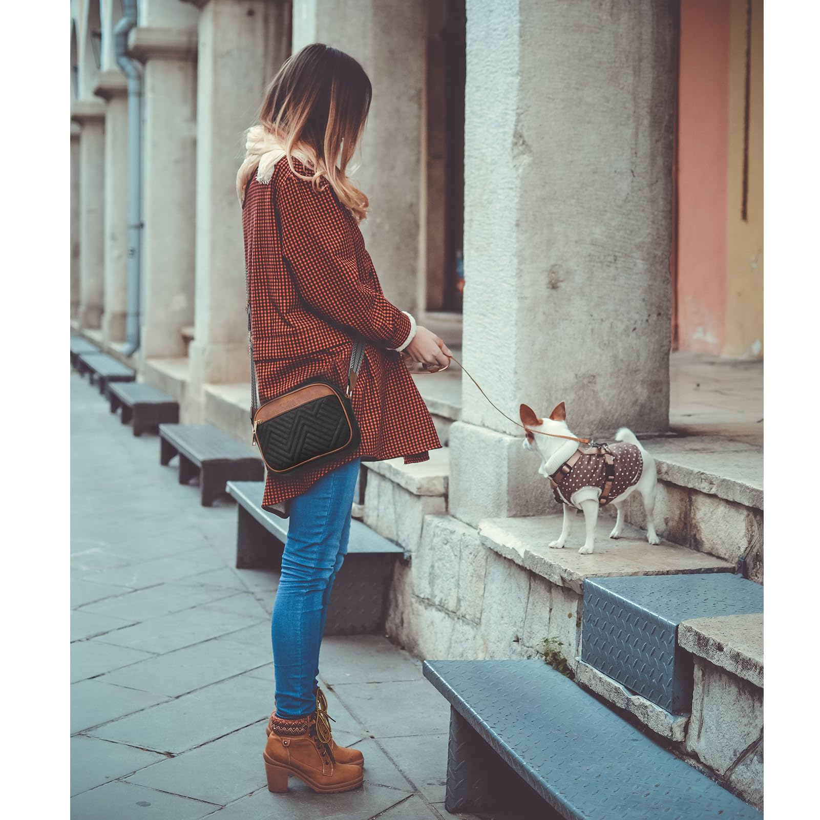 BOSTANTEN Quilted Crossbody Bags for Women Vegan Leather Purses Small Shoulder Handbags with Wide Strap