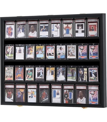 VERANI 36 Graded Sports Baseball Card Display Case Wall Mount Black 2PC