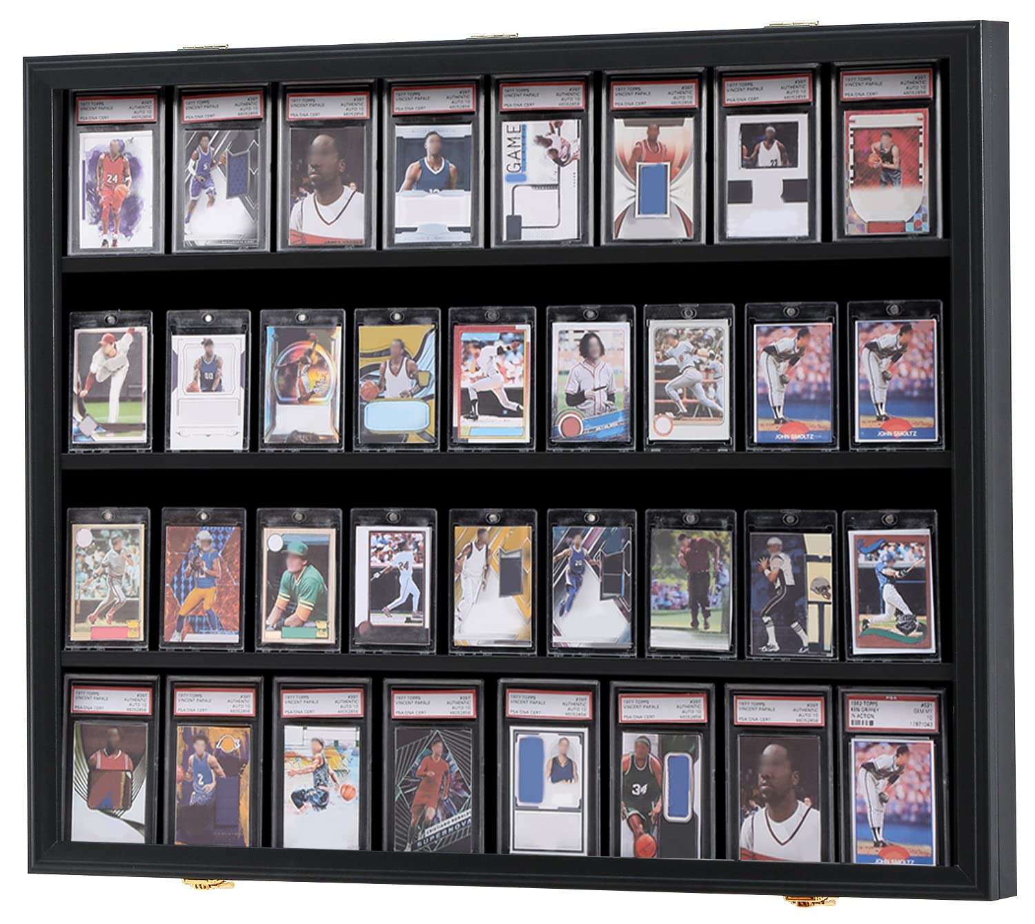 Photo 1 of KCRasan 36 Graded Sports Card Display Case - Baseball Card Display Case Lockable - Collection Card Display, Wall Display Frame for Basketball Football Hockey Trading Cards with UV Protection Acrylic