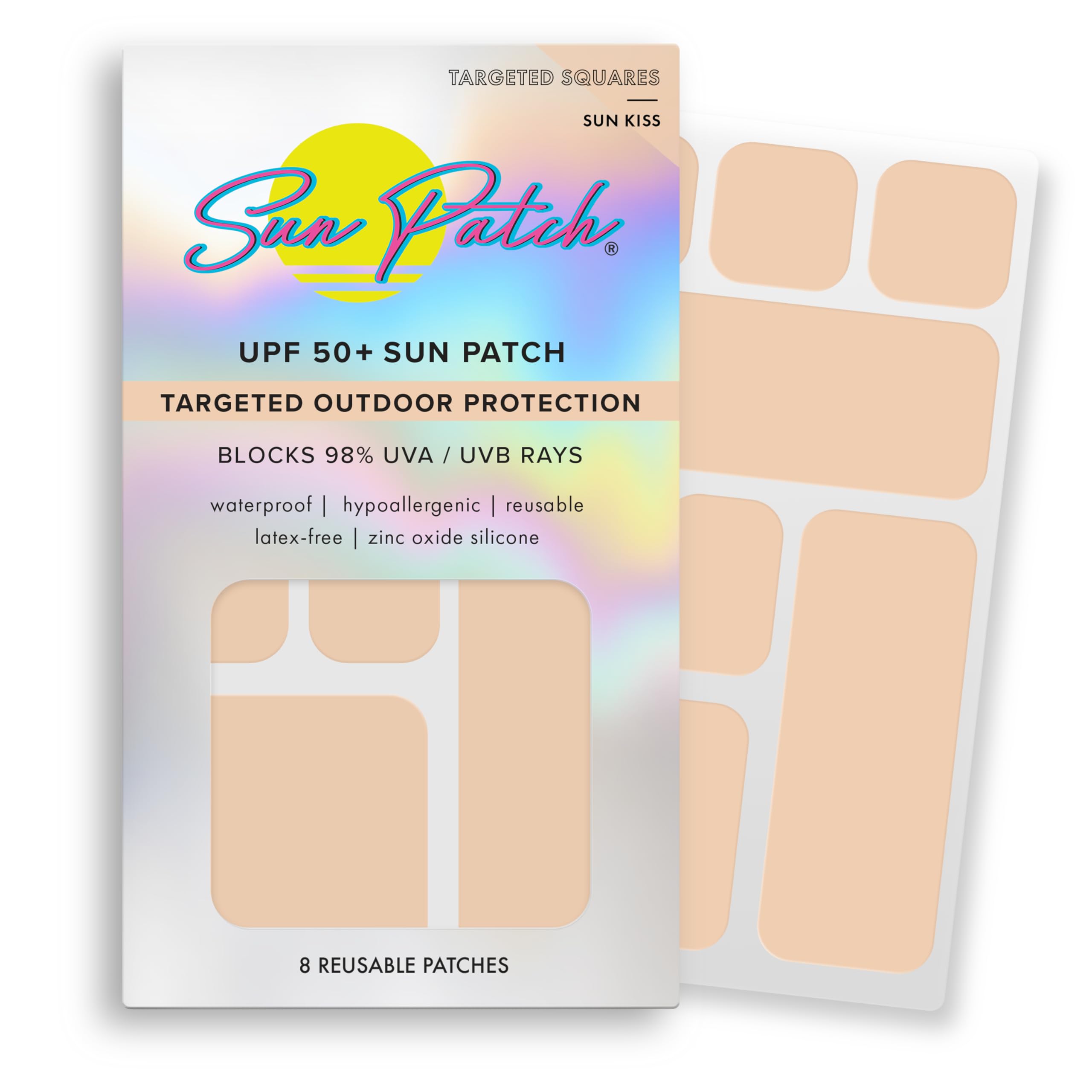 Photo 1 of Sun Patch Hypoallergenic Sun-Screen Square Shaped Patches, 100% Silicone UPF-50 UV Protection, Reusable, 1 Pack/8 Squares, Sunkiss (Nude)